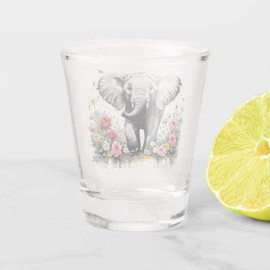 Babyelephon mit Rose Schnapsglas (Rückseite)
