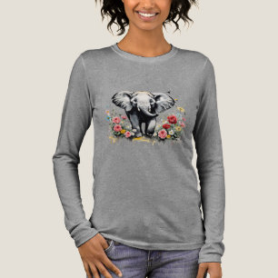 Babyelephon mit Rose Tri-Blend Shirt