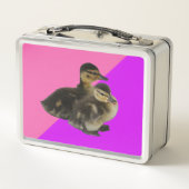 Babyenten auf rosa Himbeere und Lila Sorbet Metall Brotdose (Rückseite)
