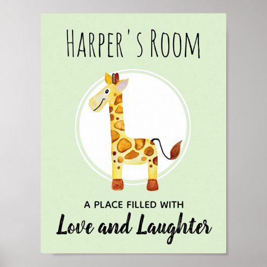 Babyfarbe Giraffe Jungle Kinderzimmer Kunst Poster (Vorne)