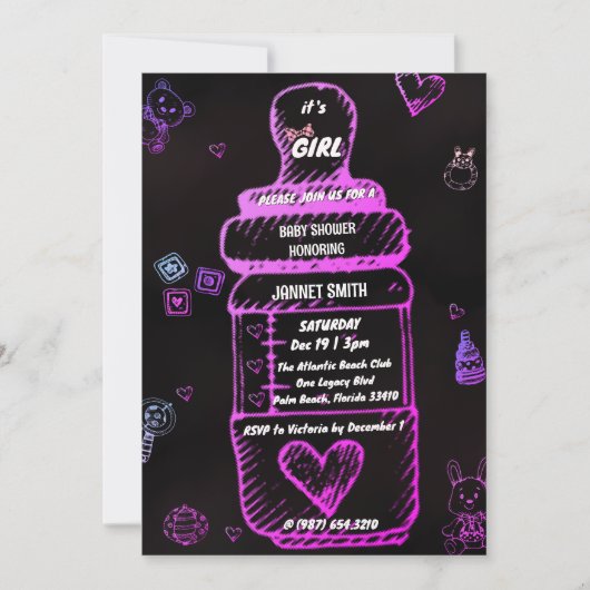 Babyflasche fütternd Babydusche Einladung (Vorderseite)