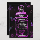 Babyflasche fütternd Babydusche Einladung (Vorne/Hinten)