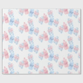 Babyflaschen und Balloons Gender Reveal Party Geschenkpapier (Flach)