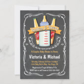 Babyflaschen und Bier Babydusche Einladung (Vorderseite)