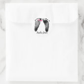 BabyFootprints mit Bow On White Runder Aufkleber (Tasche)