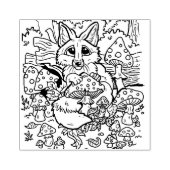 Babyfox mit Mushrooms Gummi-Briefmarke Gummistempel (Prägung)