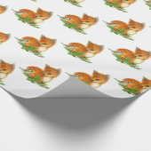 Babyfox-Stechpalmen-Vogel-WeihnachtsPackpapier Geschenkpapier (Ecke)