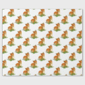 Babyfox-Stechpalmen-Vogel-WeihnachtsPackpapier Geschenkpapier (Flach)