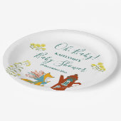 Babyfox und Blume Babydusche Dekoration Pappteller (Schrägansicht)