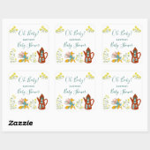 Babyfox und Blume Kinderduschgeschenk Quadratischer Aufkleber (Blatt)