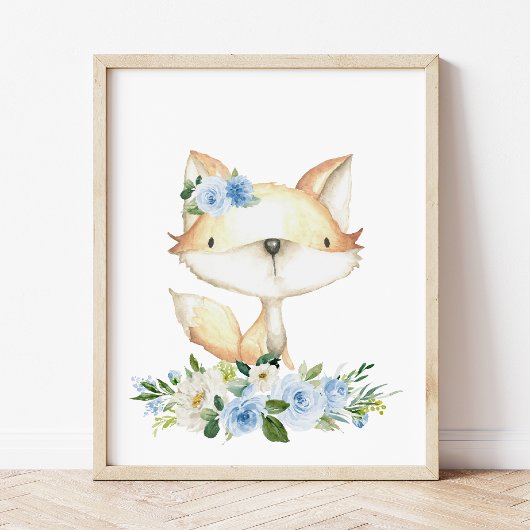 Babyfox, Waldtiere, Boho, Blüten Fotodruck
