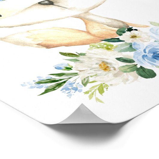 Babyfox, Waldtiere, Boho, Blüten Poster (Ecke)