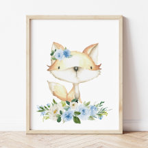 Babyfox, Waldtiere, Boho, Blüten