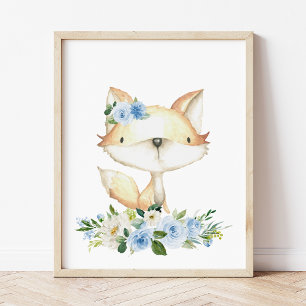 Babyfox, Waldtiere, Boho, Blüten Poster