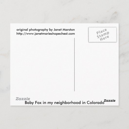 Babyfuchs 01 postkarte (Rückseite)