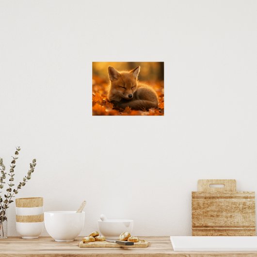Babyfuchs im Herbst Poster (Küche)