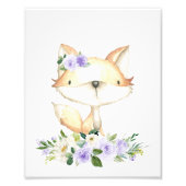 Babyfuchs, Waldtiere, Boho, violette Blumen Fotodruck (Vorne)