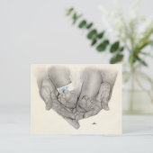 Babyfuß des Neugeborenen Hände Postkarte (Stehend Vorderseite)