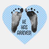 Babyfußabdrücke auf Polka-Punkten Herz-Aufkleber (Vorderseite)