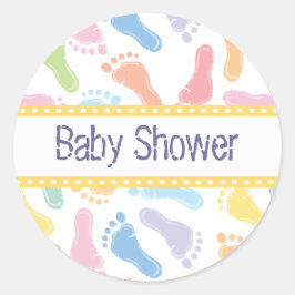 Babyfußabdrücke - Babydusche Runder Aufkleber