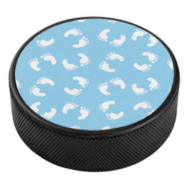 Babyfußabdrücke, Babyfuß, Fußstapfen, Blau, Junge Eishockey Puck