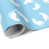 Babyfußabdrücke, Babyfuß, Fußstapfen, Blau, Junge Geschenkpapier (Rolleneckpunkt)