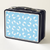 Babyfußabdrücke, Babyfuß, Fußstapfen, Blau, Junge Metall Brotdose (Rückseite)