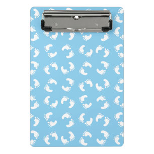 Babyfußabdrücke, Babyfuß, Fußstapfen, Blau, Junge Mini Klemmbrett