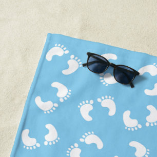 Babyfußabdrücke, Babyfuß, Fußstapfen, Blau, Junge Strandtuch