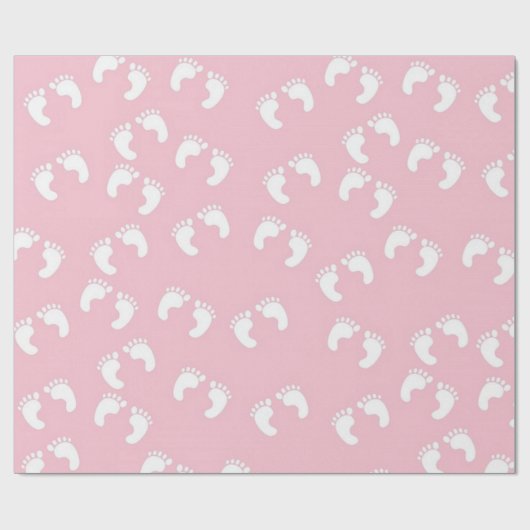 Babyfußabdrücke im rosa Hintergrund Geschenkpapier (Flach)