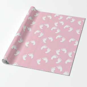 Babyfußabdrücke im rosa Hintergrund Geschenkpapier