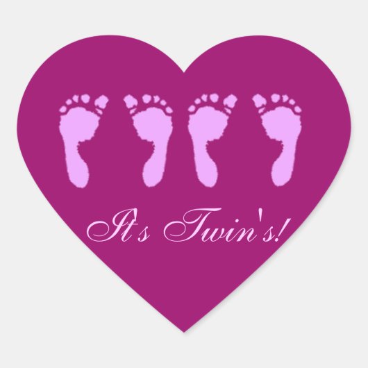 Babyfußabzüge (Girl Twins) Herz-Aufkleber (Vorderseite)