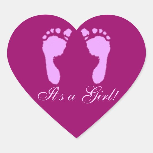 Babyfußabzüge (Mädchen) Herz-Aufkleber (Vorderseite)