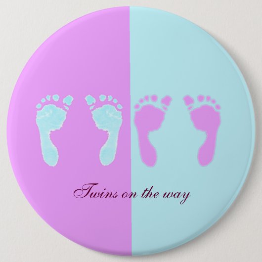 Babyfußabzüge (Mädchen/Junge Twins) Button (Vorderseite)