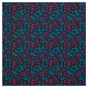 Babyfüße und Herz in blau und rosa Farbe Stoff