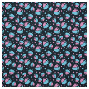 Babyfüße und Herz in blau und rosa Farbe Stoff