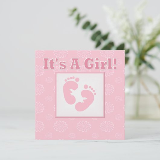 Babyfütterung - Einladung für eine Mädchendusche (Stehend Vorderseite)