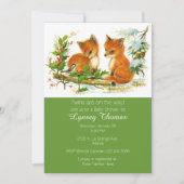 Babyfuxen Twins Kinderdusche Einladung (Vorderseite)