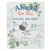 Babygeburt Stats Grüne Blätter Grenzen mit Zebra