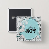 Babygeburts-Mitteilungsbär Button (Vorne & Hinten)