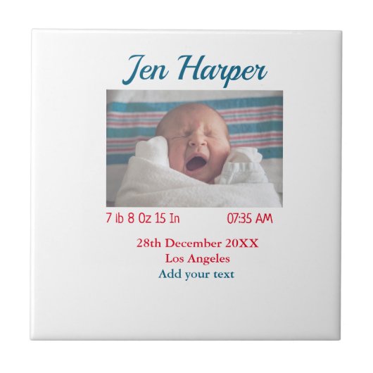 BabyGeburtsdaten geben das Datum des Namens an. Fliese (Vorderseite)