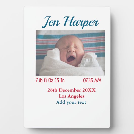 BabyGeburtsdaten geben das Datum des Namens an. Fotoplatte (Vorderseite)