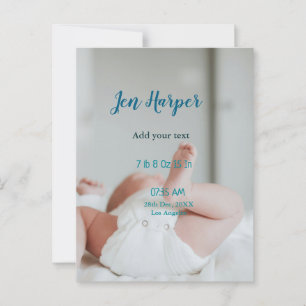 BabyGeburtsdaten geben das Datum des Namens an. Postkarte