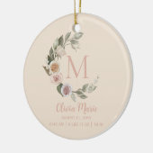 BabyGeburtsstaates Name Rose Foto Monogram Keramik Ornament (Links)