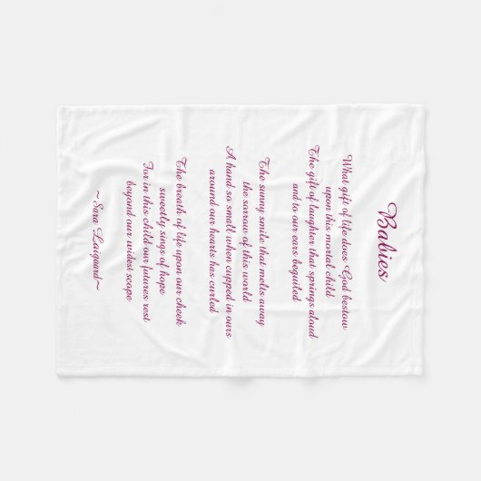 Babygedicht Fleecedecke (Vorderseite (Horizontal))