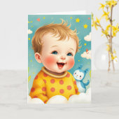 Babygeklappte Grußkarte Karte (Gelbe Blume)