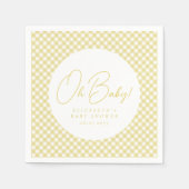 Babygelbe Gingham-Neutrale-Babydusche Serviette (Vorderseite)