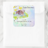 Babygelber Vogel und Schmetterling-Foto Quadratischer Aufkleber (Tasche)