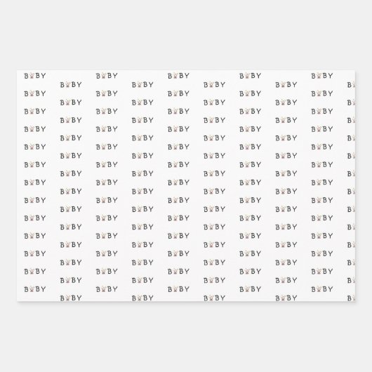 Babygeschenkverpackung, auch für Triplets, Packpap Geschenkpapier Set (Vorderseite 3)