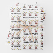 Babygeschenkverpackung, auch für Triplets, Packpap Geschenkpapier Set (Beispiel)